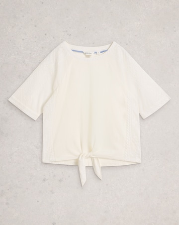 White Stuff Embroidered Tie Hem Top