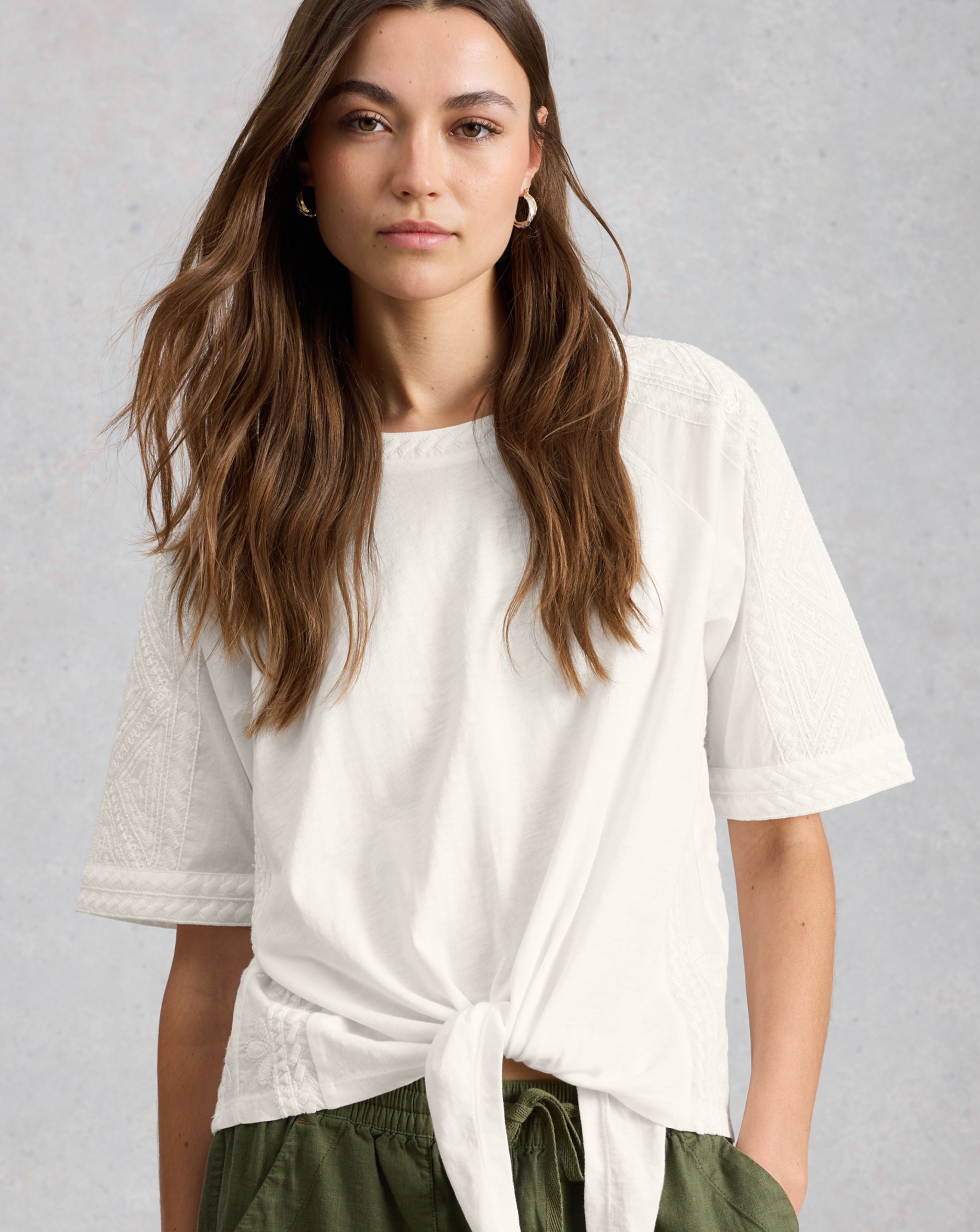 New In - White Stuff Embroidered Tie Top