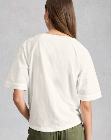 White Stuff Embroidered Tie Hem Top