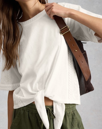 White Stuff Embroidered Tie Hem Top