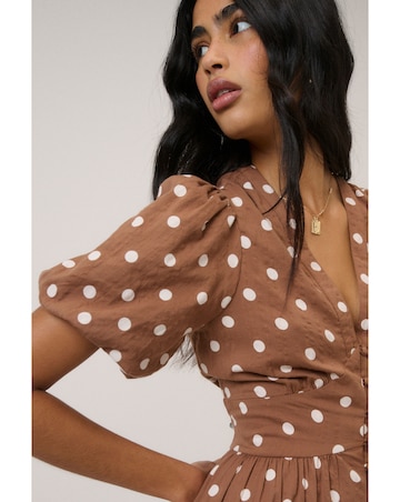 Nobody's Child Brown Polka Dot Starlight Midi Dress Petite