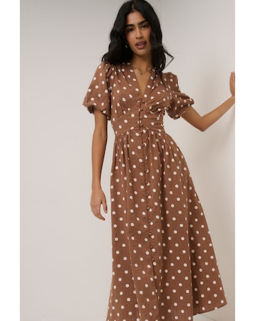 Nobody's Child Brown Polka Dot Starlight Midi Dress Petite