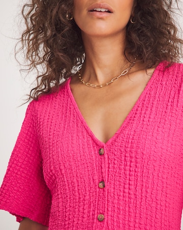 Crinkle Button Down Angel Sleeve Top
