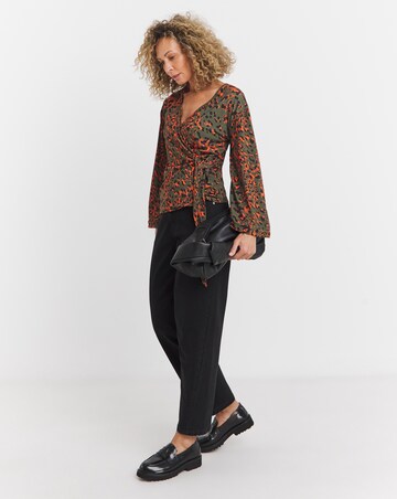 Flared Sleeve Wrap Top
