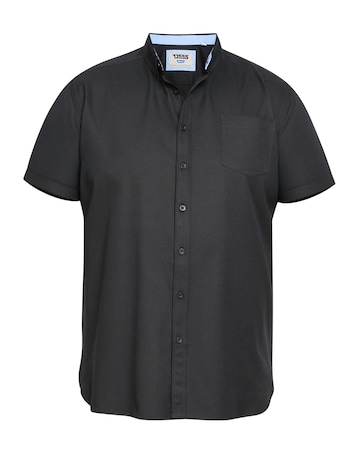 D555 Big & Tall James S/S Button Down Oxford Shirt with Chest Pocket - Black