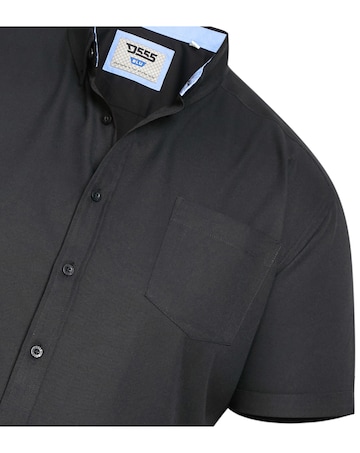 D555 Big & Tall James S/S Button Down Oxford Shirt with Chest Pocket - Black