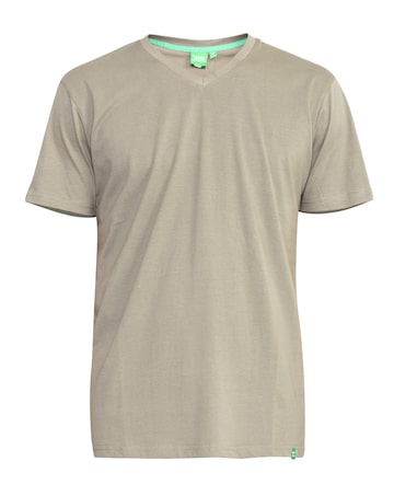 D555 Big & Tall Signature Premium Weight Combed Cotton V Neck T-Shirt - Khaki