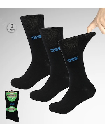 D555 Big & Tall Harold-1 Pack of 3 Extra Wide Comfort Fit Socks - Black