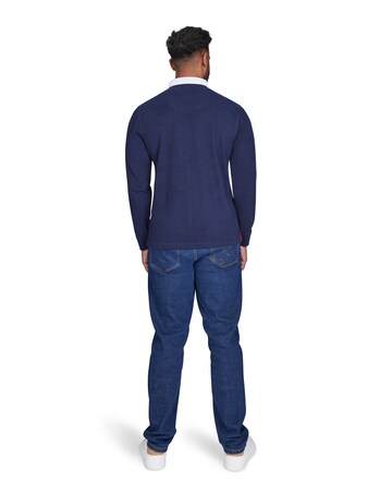 Raging Bull Long Sleeve Harlequin Stripe Rugby Navy