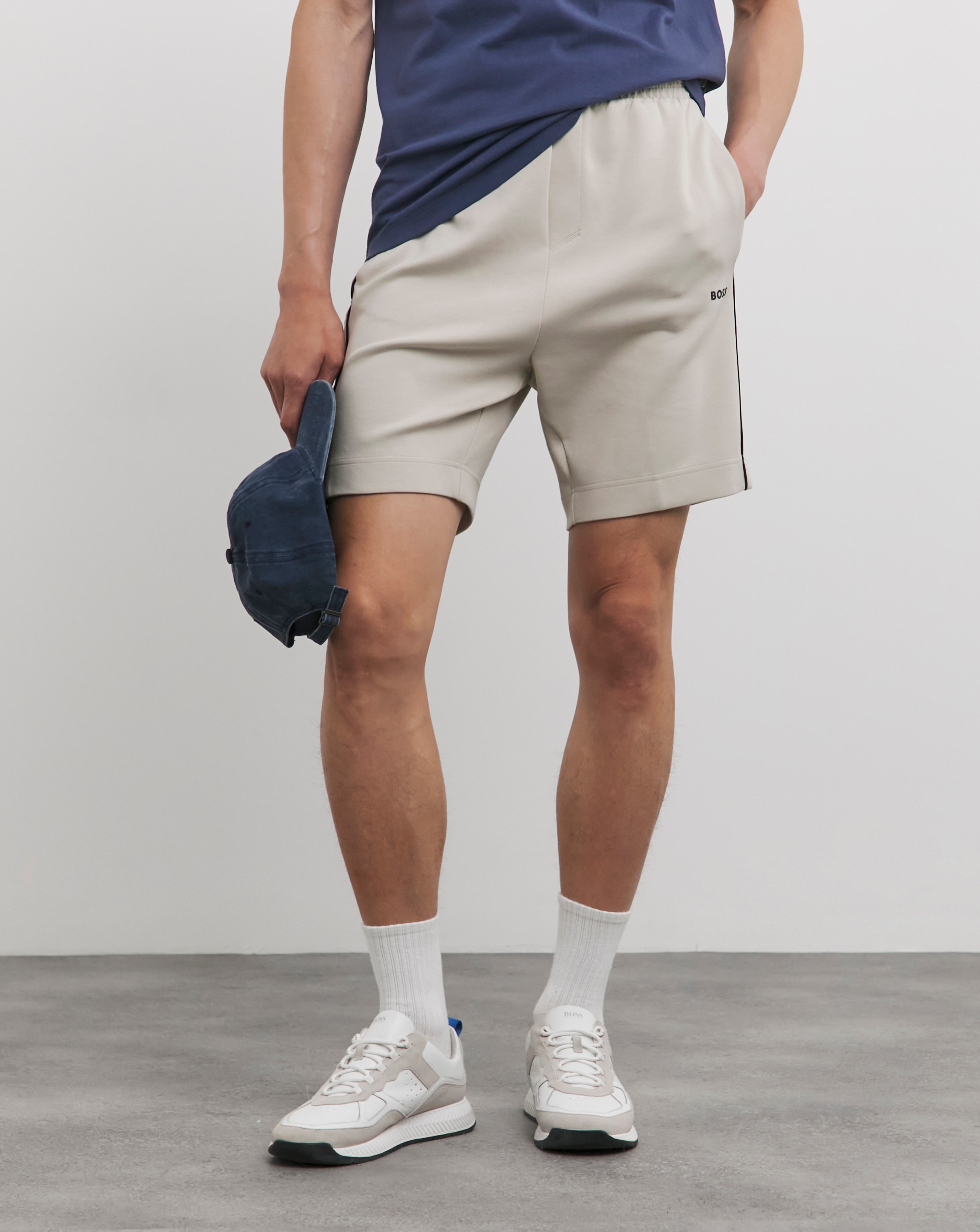 BOSS Light Beige Small Logo Sweat Shorts