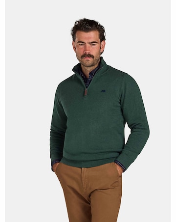 Raging Bull Classic Quarter Zip Cotton/Cashmere Knit Forest