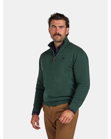 Raging Bull Classic Quarter Zip Cotton/Cashmere Knit Forest