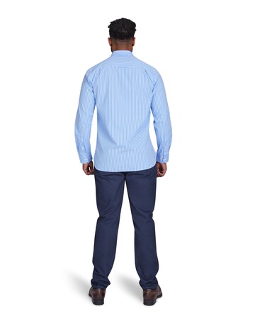 Raging Bull Long Sleeve Classic Stripe Shirt Mid Blue