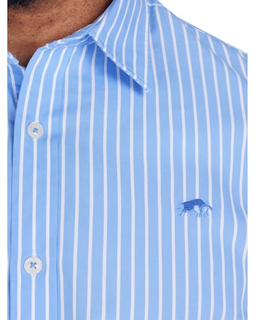 Raging Bull Long Sleeve Classic Stripe Shirt Mid Blue