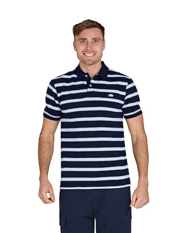 Raging Bull Classic Triple Stripe Birdseye Polo Navy