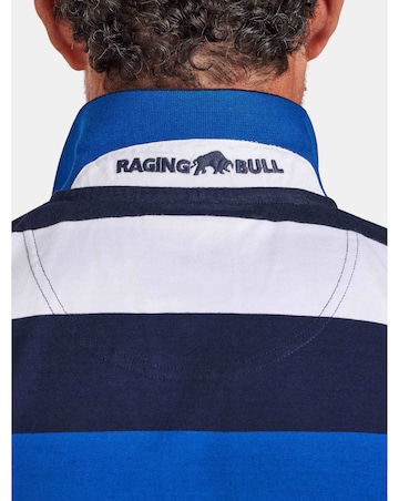 Raging Bull Classic Jersey Contrast Panel Polo Navy
