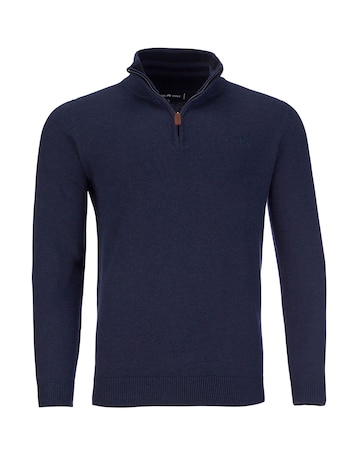 Raging Bull Classic Quarter Zip Cotton/Cashmere Knit Navy