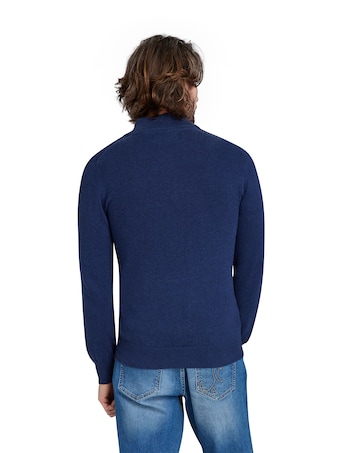 Raging Bull Classic Quarter Zip Cotton/Cashmere Knit Navy