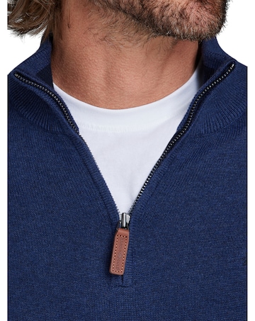 Raging Bull Classic Quarter Zip Cotton/Cashmere Knit Navy