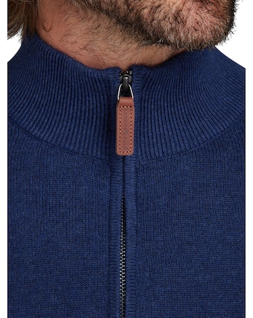 Raging Bull Classic Quarter Zip Cotton/Cashmere Knit Navy