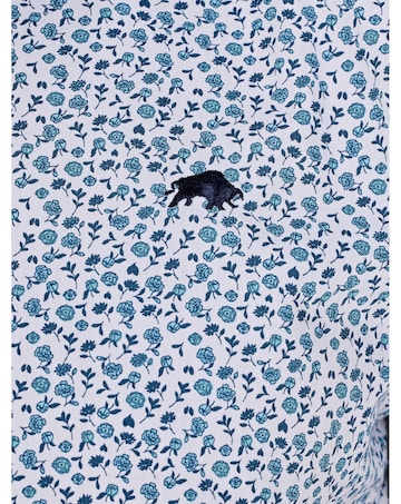 Raging Bull Short Sleeve Floral Cotton Poplin Shirt Sky Blue