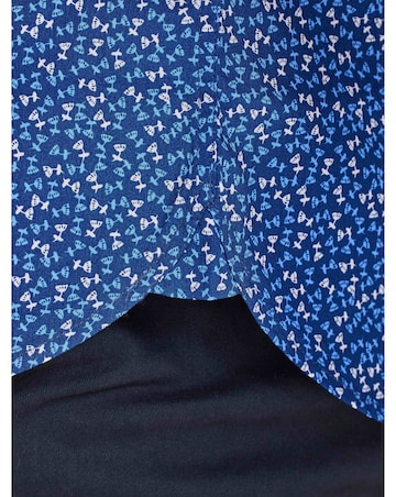 Raging Bull Short Sleeve Flower Bud Cotton Poplin Shirt Navy