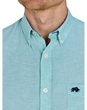 Raging Bull Classic Short Sleeve Linen Shirt Apple Green