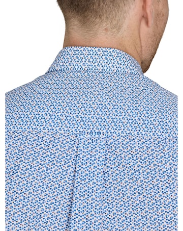Raging Bull Long Sleeve Pentagon Pattern Cotton Poplin Shirt White