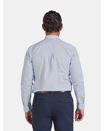 Raging Bull Long Sleeve Pentagon Pattern Cotton Poplin Shirt White
