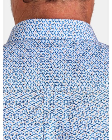 Raging Bull Long Sleeve Pentagon Pattern Cotton Poplin Shirt White