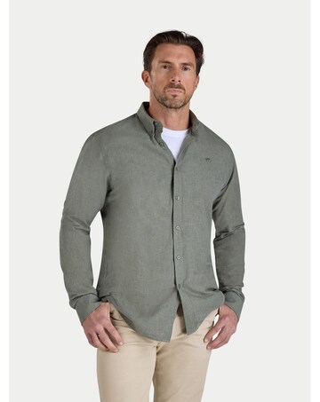 Raging Bull Classic Long Sleeve Linen Shirt Olive