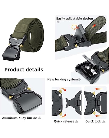 D555 Dale-1 Tactical Stretch Belt with Heavy Duty Quick Release Buckle - Black