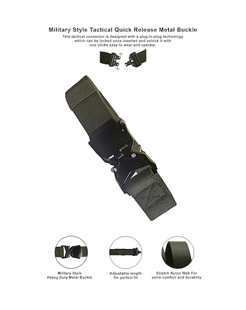 D555 Dale-1 Tactical Stretch Belt with Heavy Duty Quick Release Buckle - Black