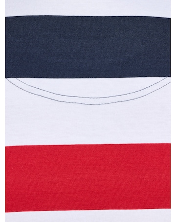 Raging Bull Contrast Chest Stripe T-Shirt Navy/Red