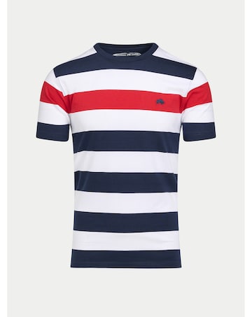 Raging Bull Contrast Chest Stripe T-Shirt Navy/Red