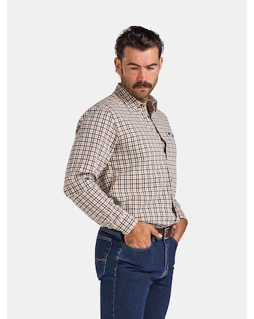 Raging Bull L/S Brookes Gingham Brushed Cotton Twill Shirt  Tan