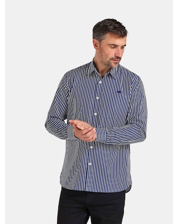 Raging Bull L/S Classic Poplin Stripe Shirt  Navy