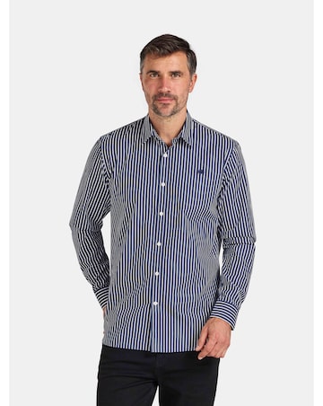 Raging Bull L/S Classic Poplin Stripe Shirt  Navy