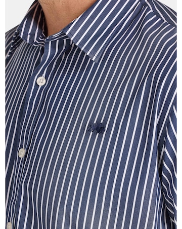 Raging Bull L/S Classic Poplin Stripe Shirt  Navy