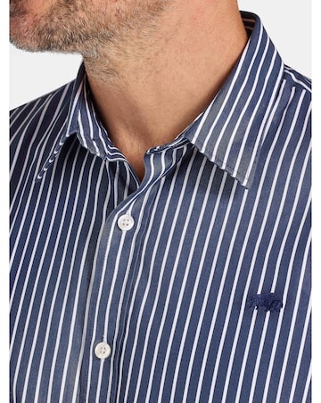 Raging Bull L/S Classic Poplin Stripe Shirt  Navy