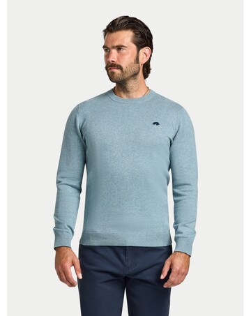 Raging Bull Classic Crew Neck Cotton/Cashmere Knit Green Marl