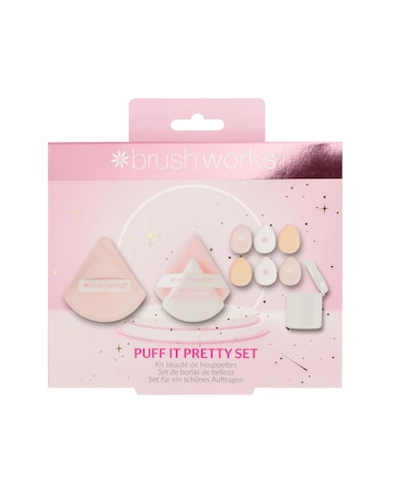 Brushworks Puff It Pretty Large Makeup Puff & Sponge Set