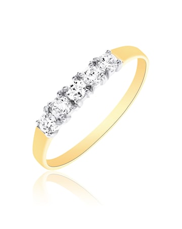 9 Carat Gold Five stone Cubic Zirconia Ring