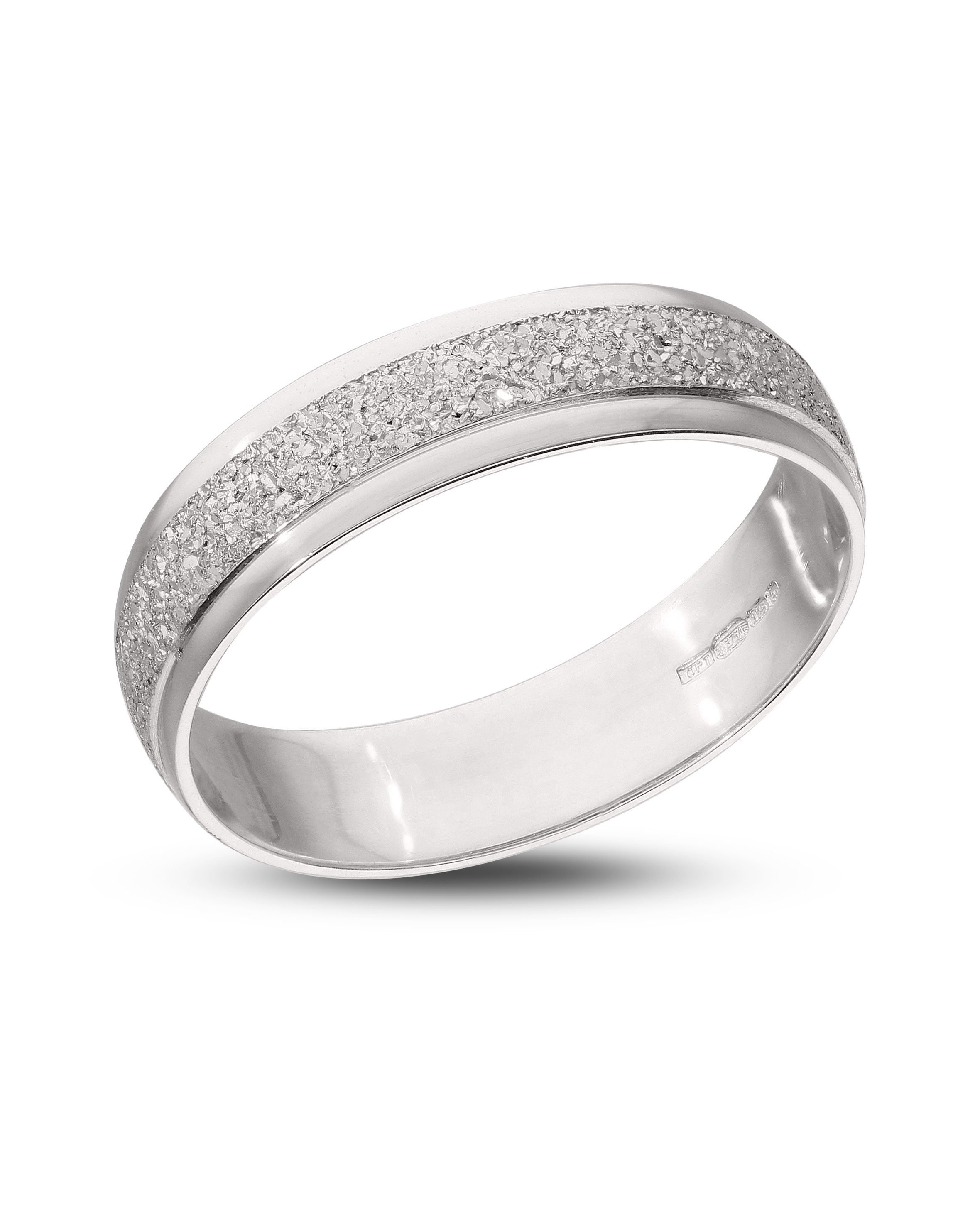 9CT White Gold Sparkle 4mm Wed Band