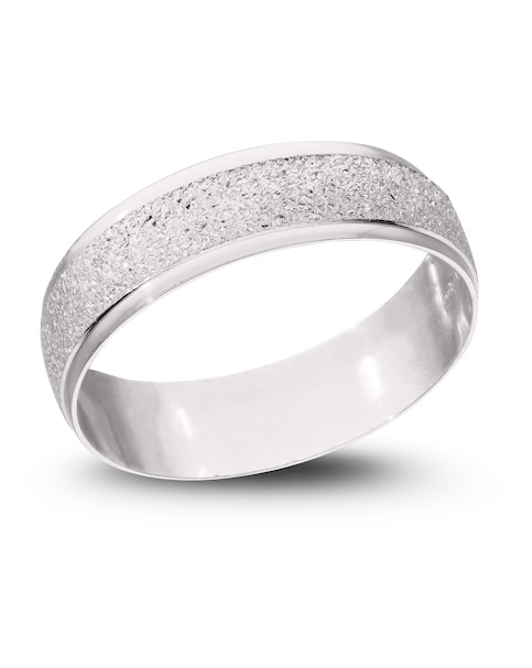 9CT White Gold Sparkle 6mm Wed Band