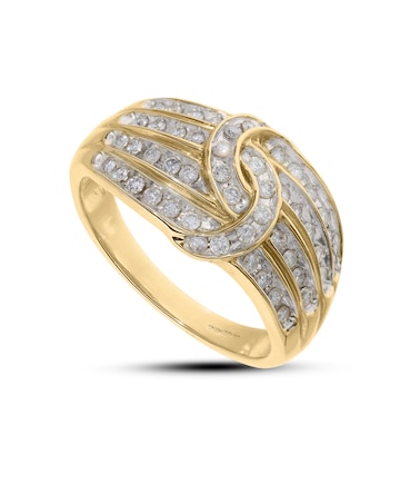 9 Carat Yellow Gold 1/2 Carat Diamond Four Row Knot Ring