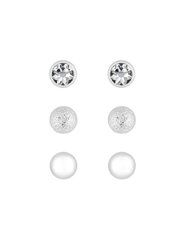 Mood Silver Crystal 3 Pack Stud Earrings