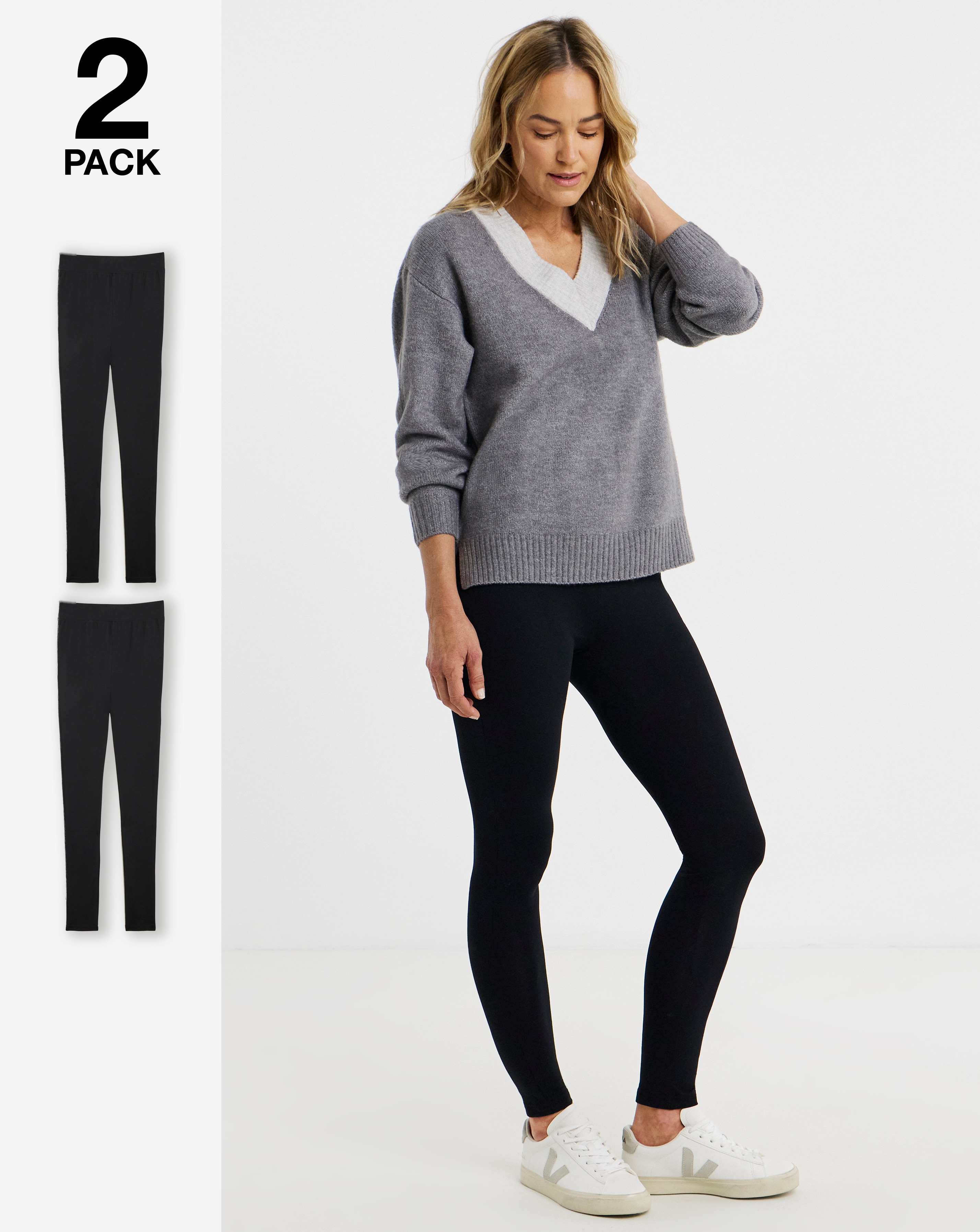 New In - Cotton Rich 2 Pack Full Length Leggings