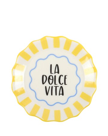 Yellow Striped La Dolce Vita Ceramic Trinket Dish