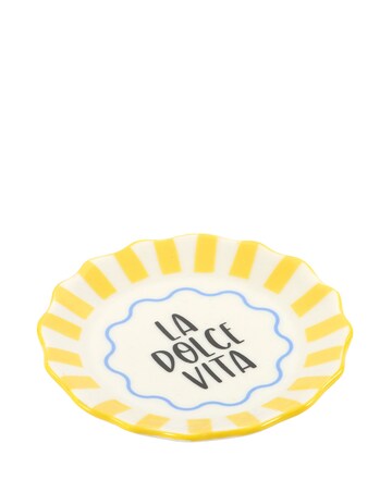 Yellow Striped La Dolce Vita Ceramic Trinket Dish